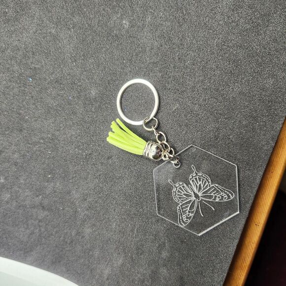 Handcrafted Custom Made Acrylic Rectangle Keychain Zipper Pull Bag Charm - Picture 2 of 15